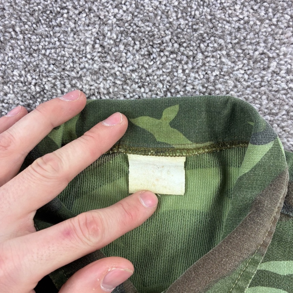 Vintage 70s Camo Utility Jacket Mens XL Green Woodland Military Hunting Button - Picture 5 of 8